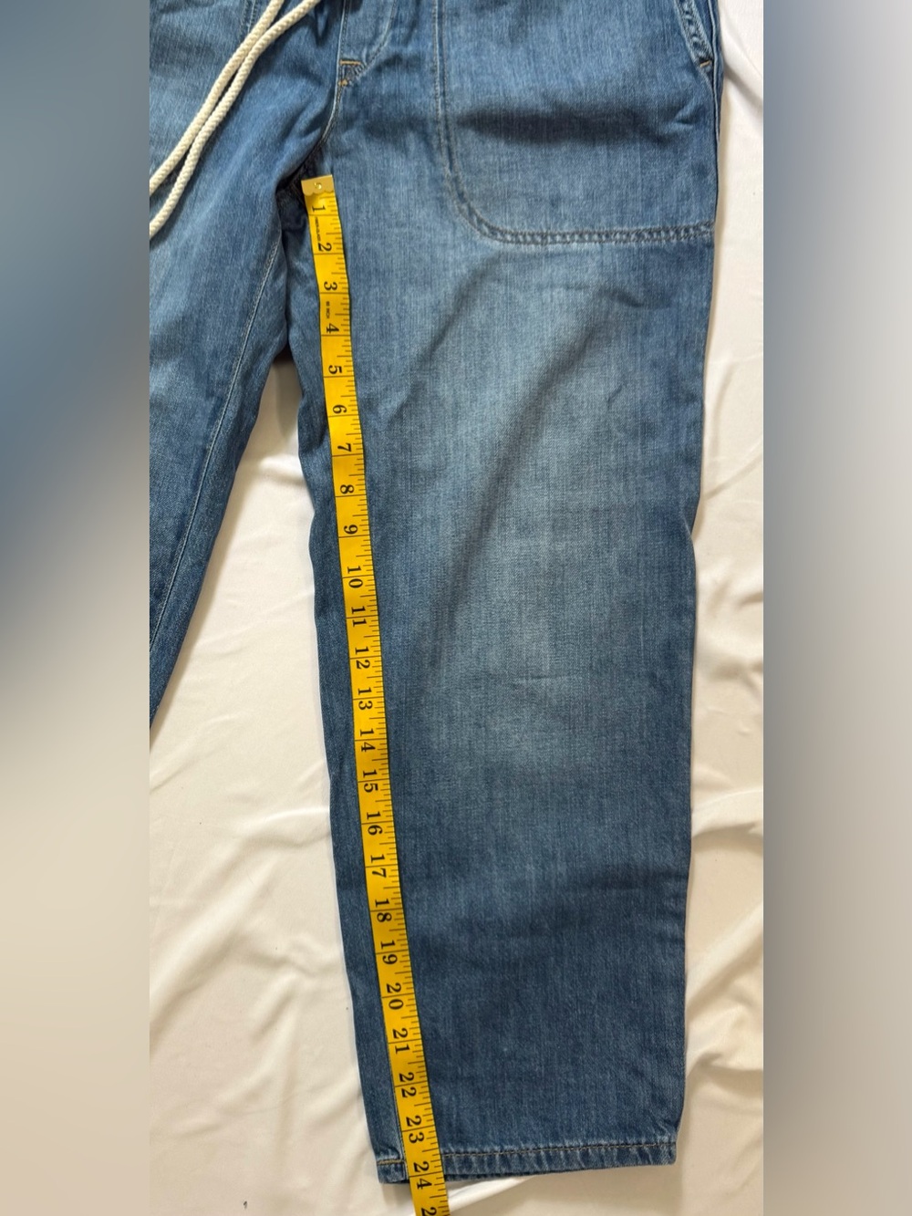 J.Crew Factory Petite Chambray Pants 27P Pull-On Elastic Waist Cropped Denim NWT - Picture 6 of 8